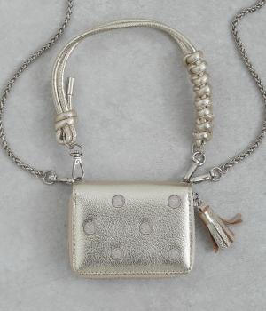 ドット刺繍ジャバラチャームウォレットショルダー(ゴールド-F)