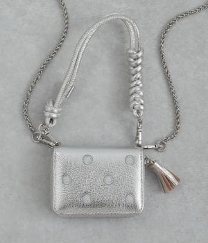 ドット刺繍ジャバラチャームウォレットショルダー(シルバー-F)