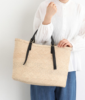 椰子かごマルシェバッグ ガーメントレザー(ブラック-ONESIZE)