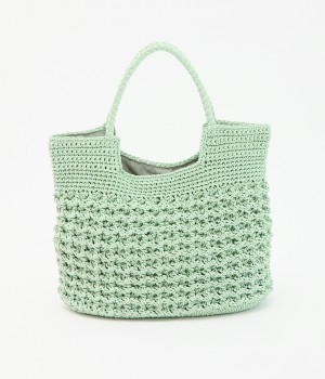 柄編み　ベーシックトート(グリーン-ONESIZE)