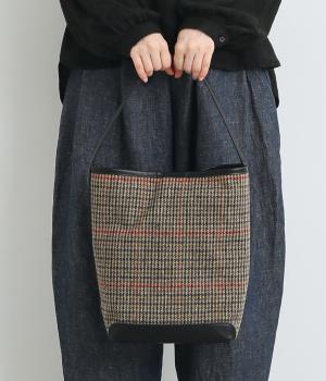 ツイードバケツバッグ(カーキ-ONESIZE)