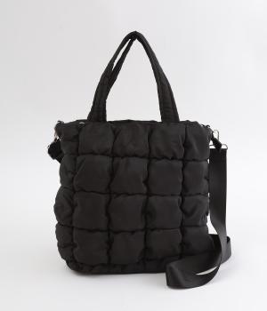 ゴムキルトトートバッグ(ブラック-ONESIZE)