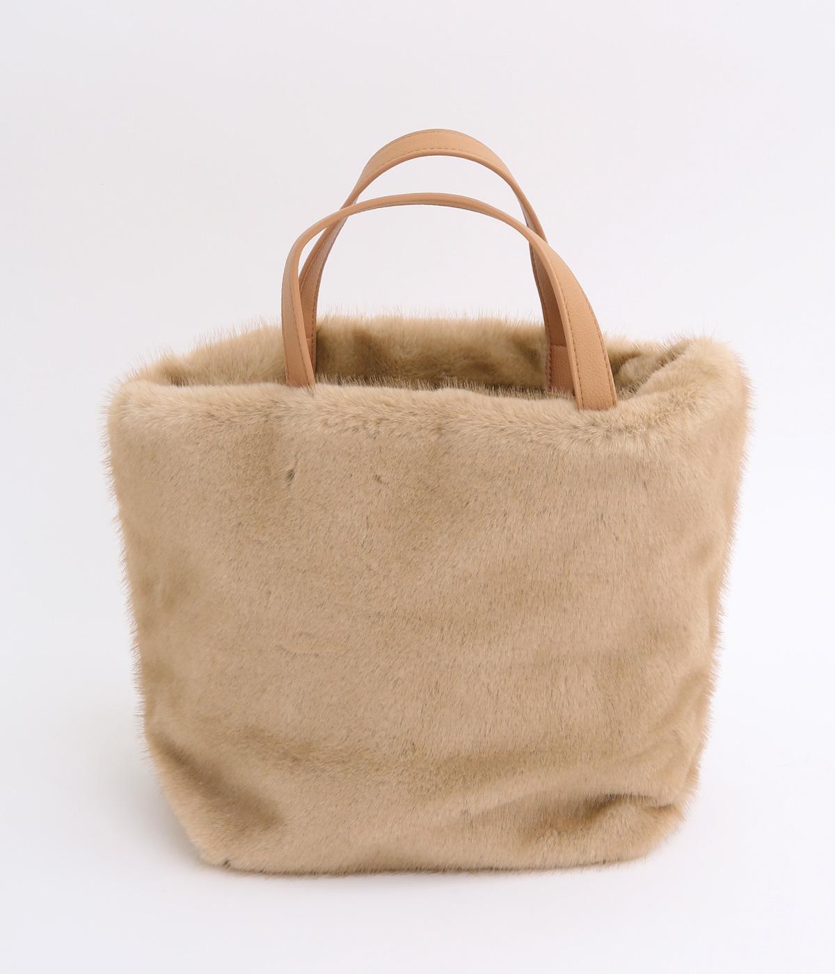 ミンク風ファーシンプルトート(ベージュ-ONESIZE)