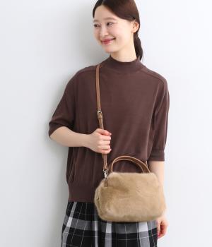 ミンク風エコファー2wayボックストート(ベージュ-ONESIZE)