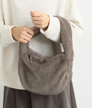 エコファーワンハンドルシンプルトート(グレー-F)