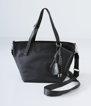 チャームセット付ナイロントート(ブラック-F)