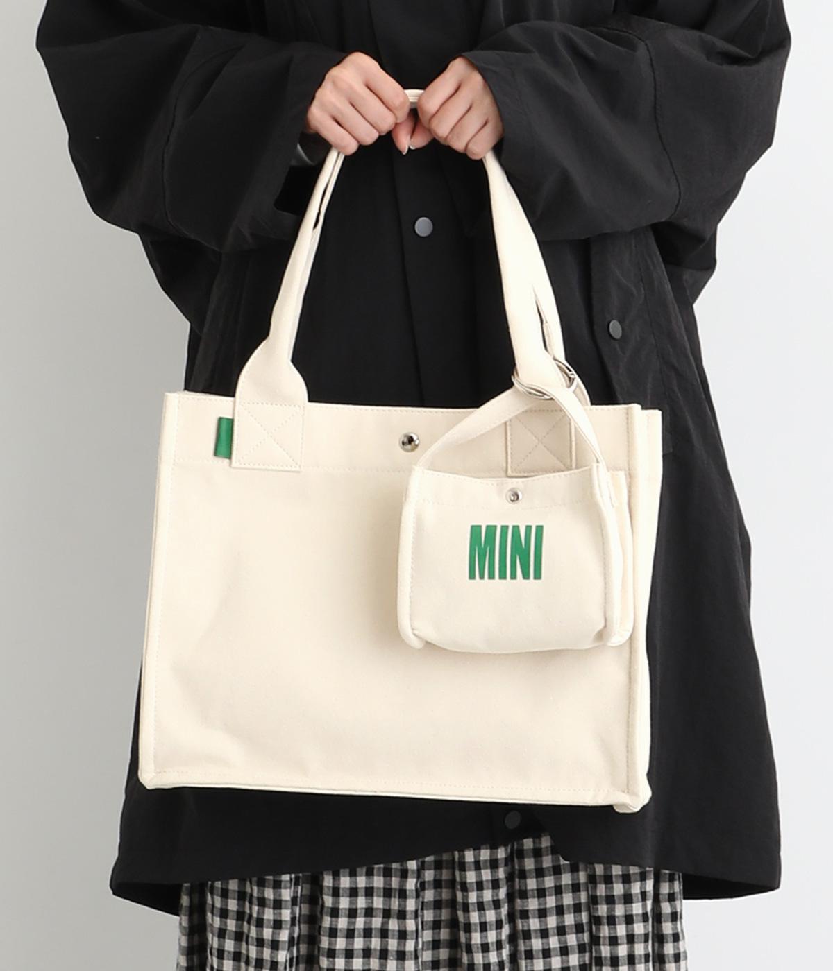 フロッキ－ポーチ付キャンバストート(アイボリー-F)