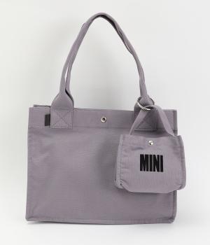 フロッキ－ポーチ付キャンバストート(グレー-F)