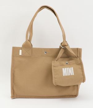 フロッキ－ポーチ付キャンバストート(ベージュ-F)