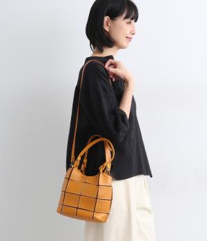 牛革パッチワーク2wayトートS(キャメル-F)