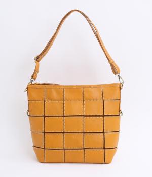 牛革パッチワーク口折れ2wayショルダー(キャメル-F)