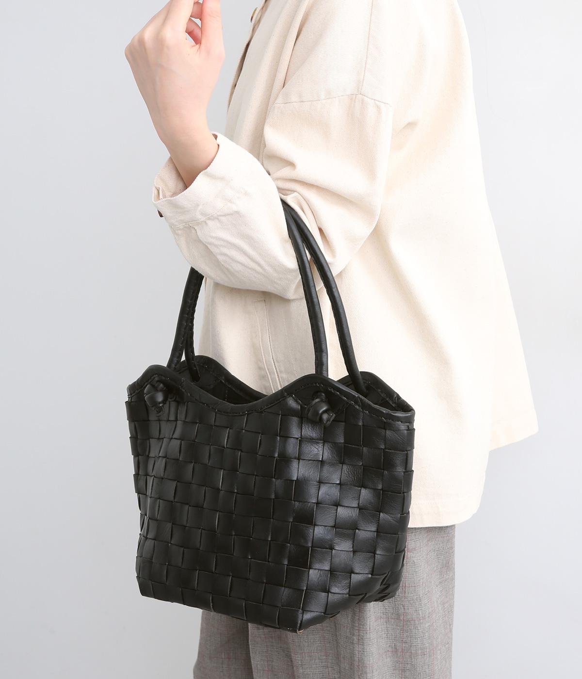 牛革レザーメッシュトートS(ブラック-F)