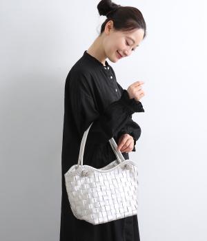 牛革レザーメッシュトートS(シルバー-F)