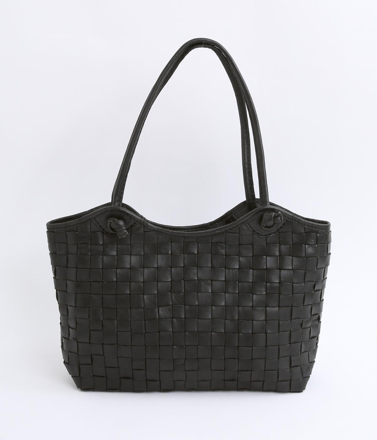 牛革レザーメッシュトートL(ブラック-F)