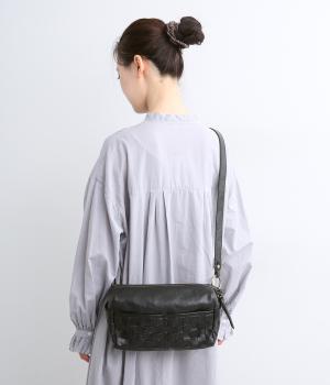 牛革レザーメッシュボディショルダー(ブラック-F)