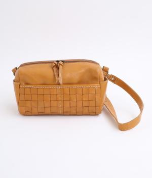 牛革レザーメッシュボディショルダー(キャメル-F)