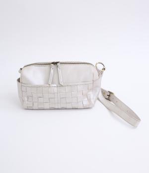 牛革レザーメッシュボディショルダー(シルバー-F)