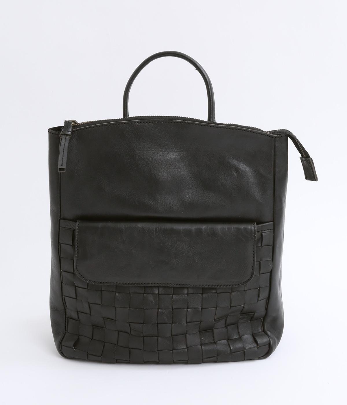 牛革レザーメッシュA4リュック(ブラック-F)