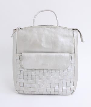牛革レザーメッシュA4リュック(シルバー-F)