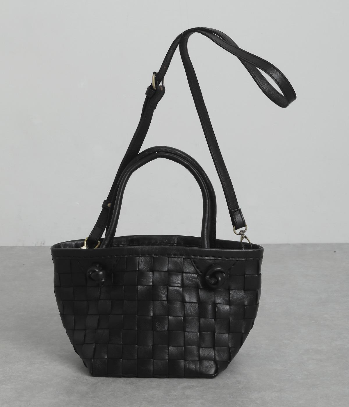 牛革レザーメッシュ3wayトートS(ブラック-F)