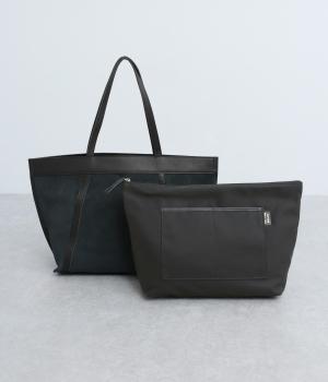 撥水リバーシブルトートL(ブラック-F)