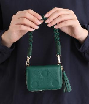 ドット型押しジャバラチャームウォレットショルダー