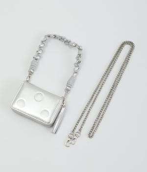 ドット型押しジャバラチャームウォレットショルダー(シルバー-F)