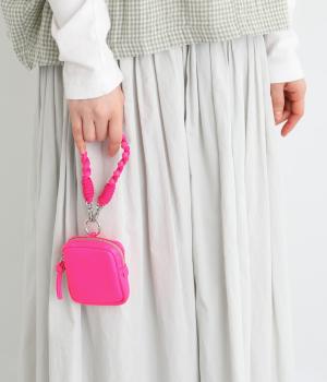 蛍光シープレザージャバラチャームポーチショルダー