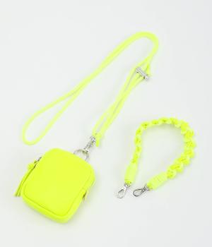 蛍光シープレザージャバラチャームポーチショルダー(イエロー-F)
