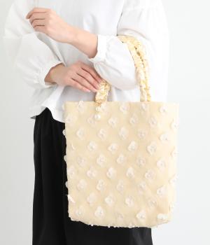 3Dフラワー刺繍トート(ライトベージュ-F)