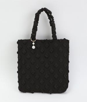 3Dフラワー刺繍トート(ブラック-F)