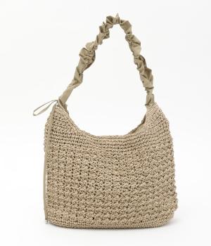 ドロストフリルハンドル地柄編みトート(オーク-F)