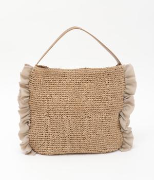 サイドフリルワンンハンドルトート(ブラウン-F)