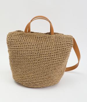 丸底バケットクロッシュ2wayトート(キャメル-F)