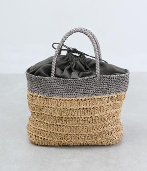 ラメ切替クロッシェトート(ダークシルバー-F)