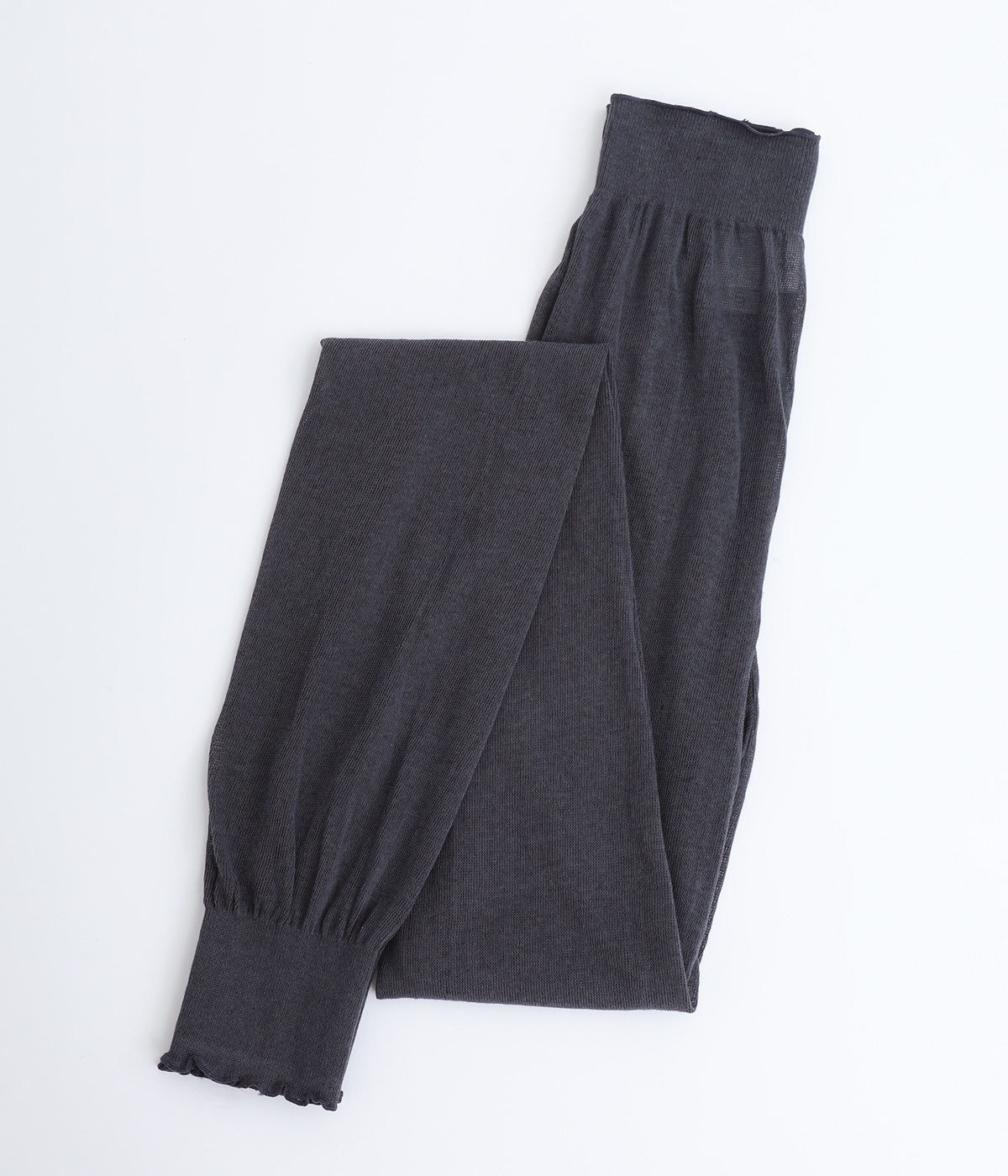 ゆるっとガーゼ編み　コットンレギンス(チャコール-ONESIZE)