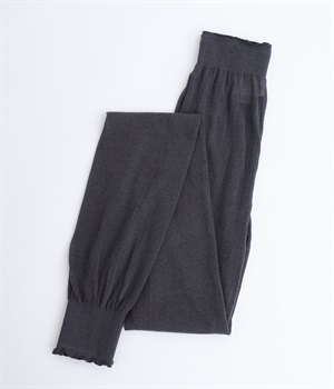 ゆるっとガーゼ編み　コットンレギンス(チャコール-ONESIZE)