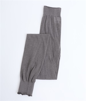 ゆるっとガーゼ編み　コットンレギンス(ダークグレー-ONESIZE)