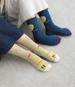 エイリアン＆モスマン刺繍 ショートソックス　2足組(カラー1-F)