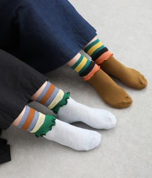 メランジビッグフリル　ショートソックス　2足組(カラー1-F)