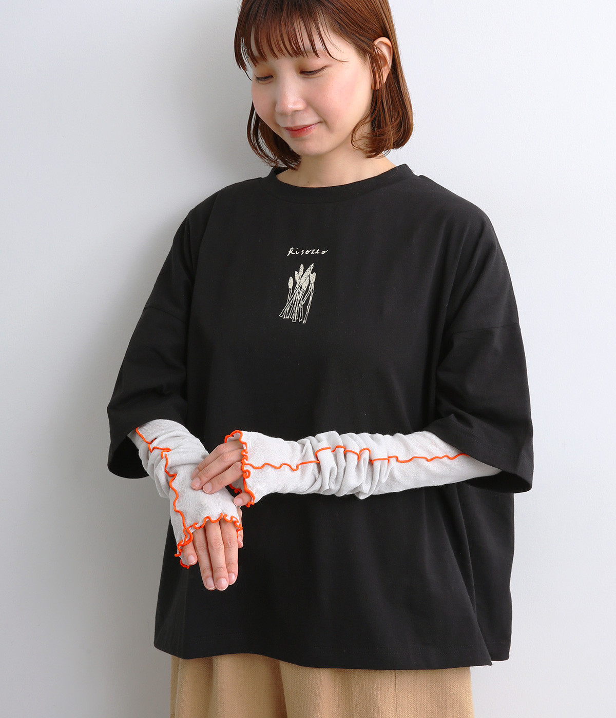 UV加工　メロウアームカバー(ライトグレー-ONESIZE)