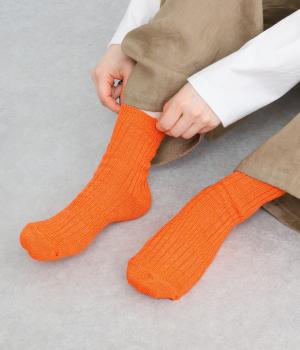 リネン×コットン リブ ショートソックス