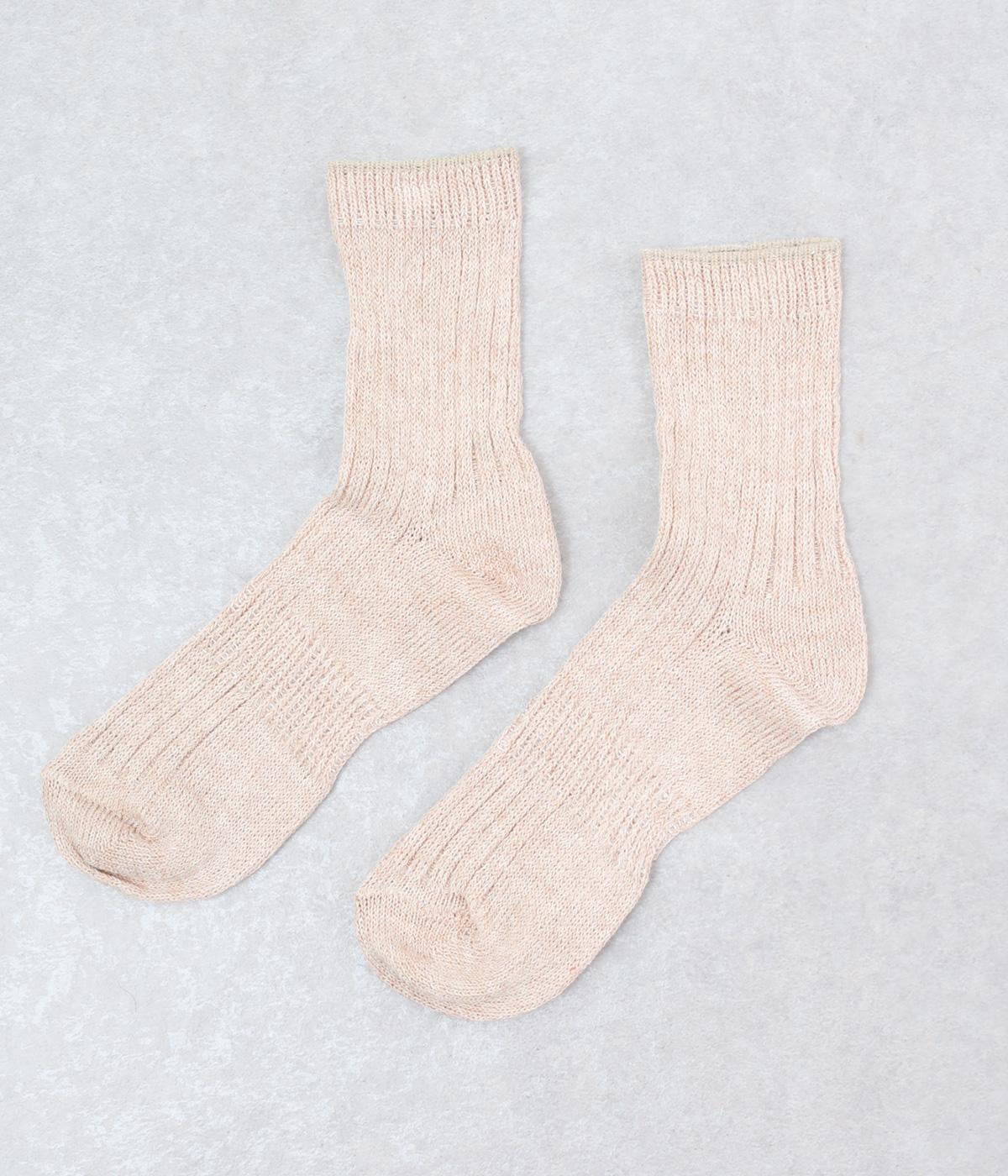 リネン×コットン リブ ショートソックス(キナリ-F)