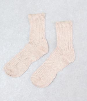 リネン×コットン リブ ショートソックス(キナリ-F)