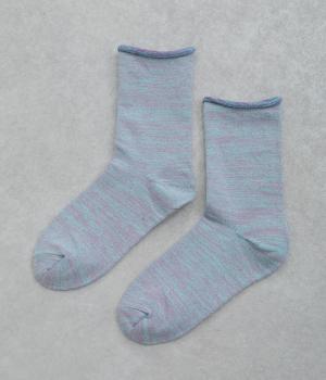 うちがわコットン ゴムなし クルーソックス(パープル-F)