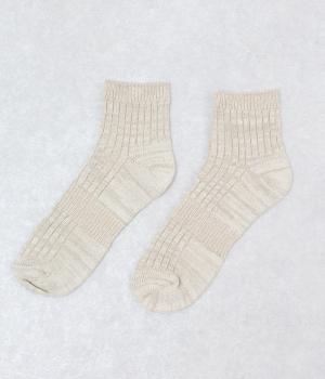 コットンリネン ソフトリブショートソックス1Ｐ(グレーベージュ-F)