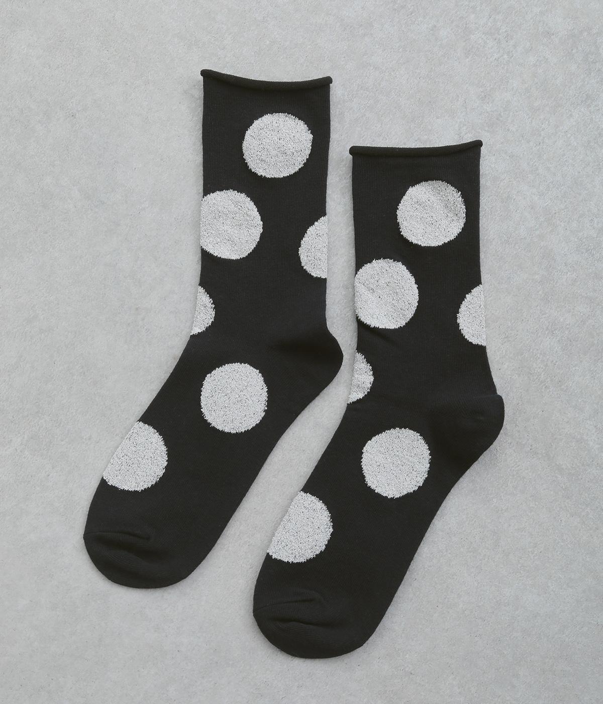 デイリードットクルーソックス(ブラック-F)