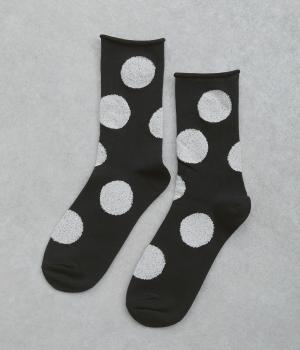 デイリードットクルーソックス(ブラック-F)