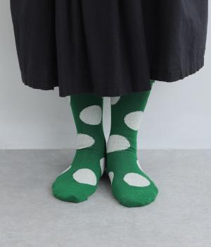 デイリードットクルーソックス(グリーン-F)