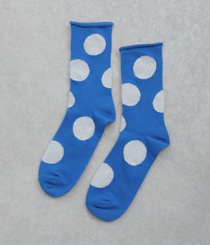 デイリードットクルーソックス(ブルー-F)